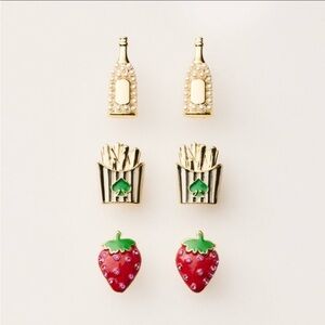 NIB kate spade x Target Mixed Novelty Stud Earrings 3pk -Red/Green/Gold